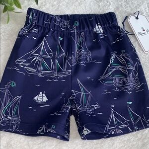 NWT Classic Prep Dylan Navy Sailboat Print Shorts 2T Commodore
